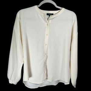 016. Alfani Button Front Blouse Top Long Sleeve Cream Off White
